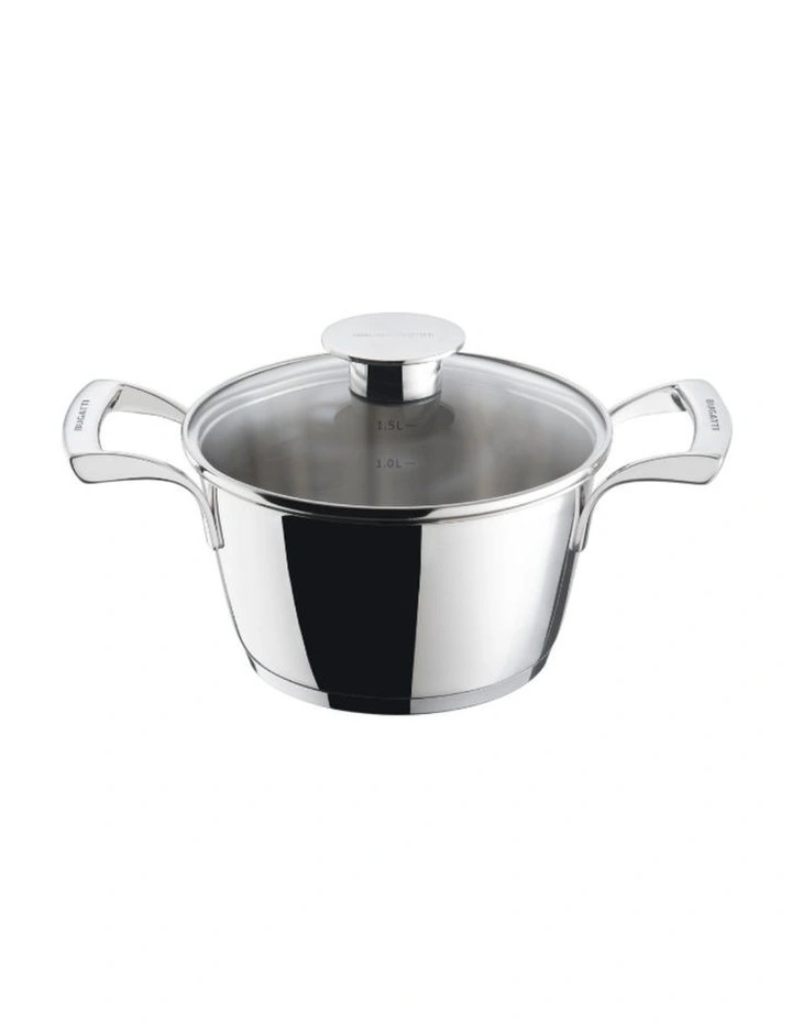 Stainless Steel Casserole With Glass Lid 18cm in Silver image 1