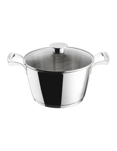 Glass Lid Stainless Steel Casserole 4.0L 24cm in Silver