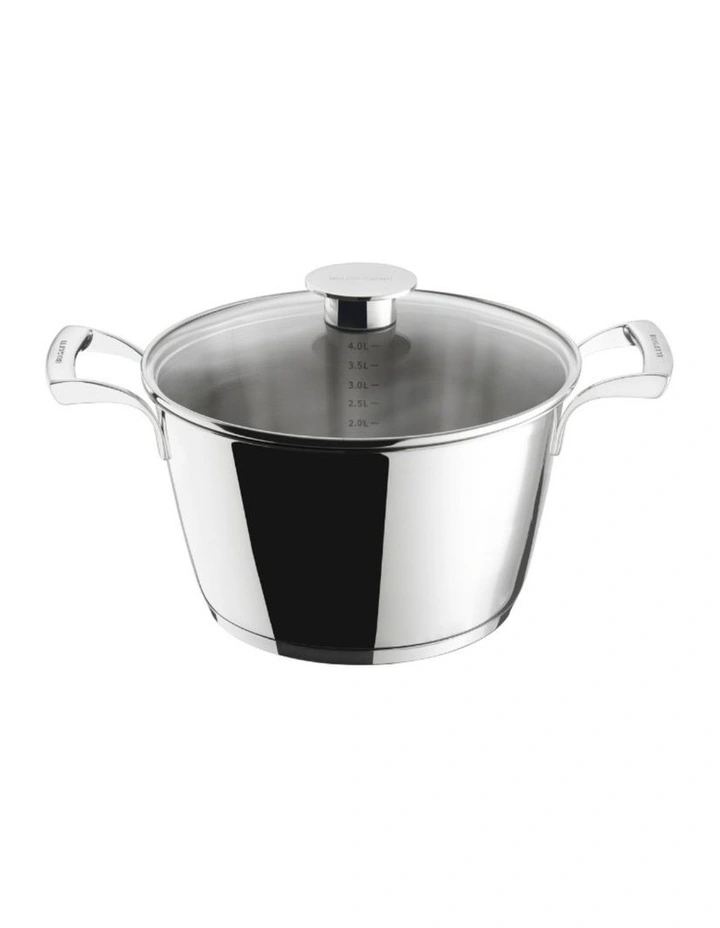 Glass Lid Stainless Steel Casserole 4.0L 24cm in Silver image 1