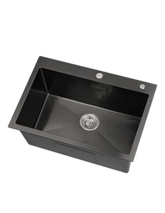 Kitchen Sink Stainless Steel Drop in Flush Single Bowl 680X450MM Black