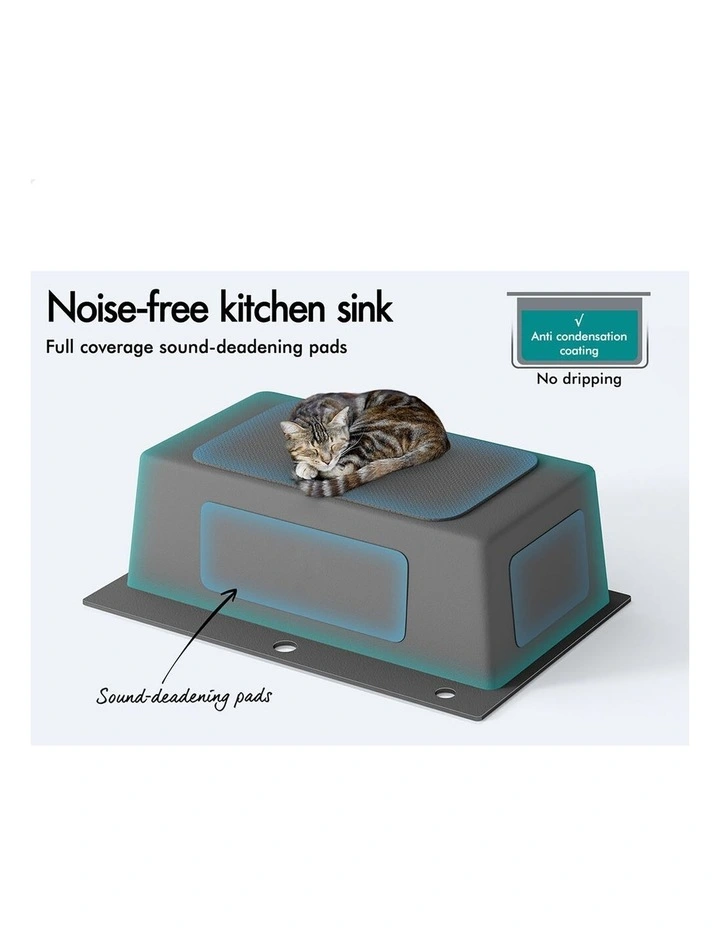 Kitchen Sink Stainless Steel Drop in Flush Single Bowl 680X450MM Black image 4