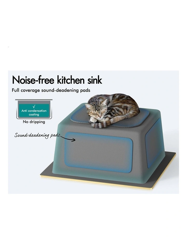 Kitchen Sink Stainless Steel Drop in Flush Under Mount 340X310MM Gold image 5