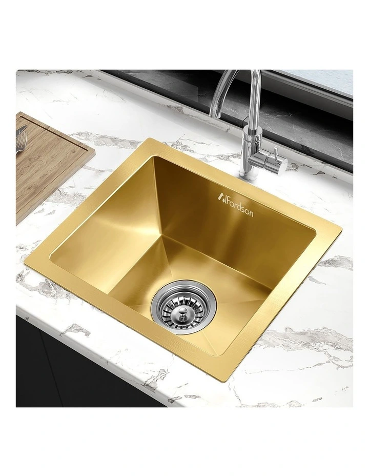 Kitchen Sink Stainless Steel Drop in Flush Under Mount 340X310MM Gold image 7