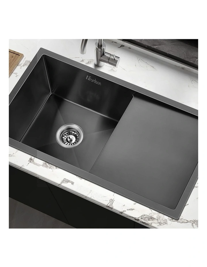 Kitchen Sink Stainless Steel Drop in Flush Under Mount 870X450MM Black image 4