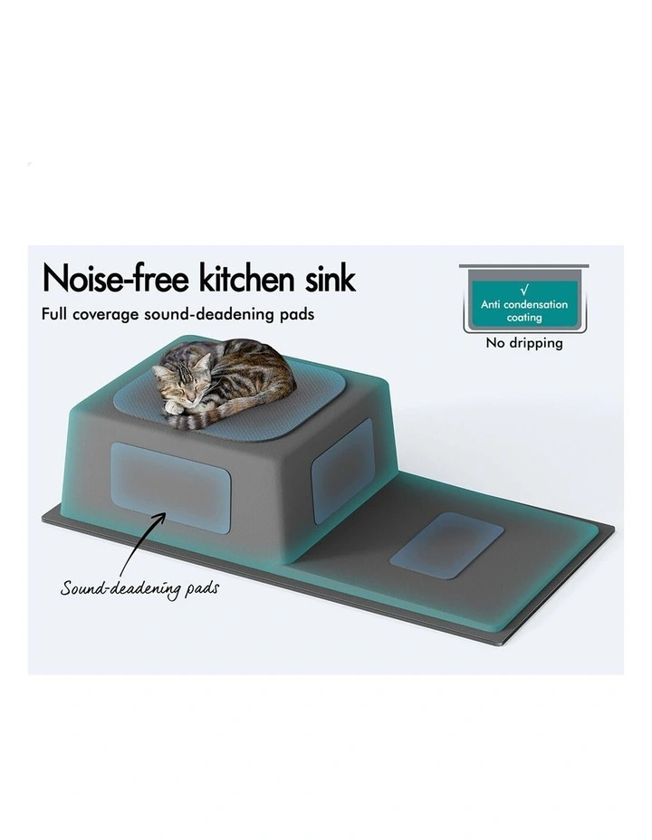 Kitchen Sink Stainless Steel Drop in Flush Under Mount 870X450MM Black image 6
