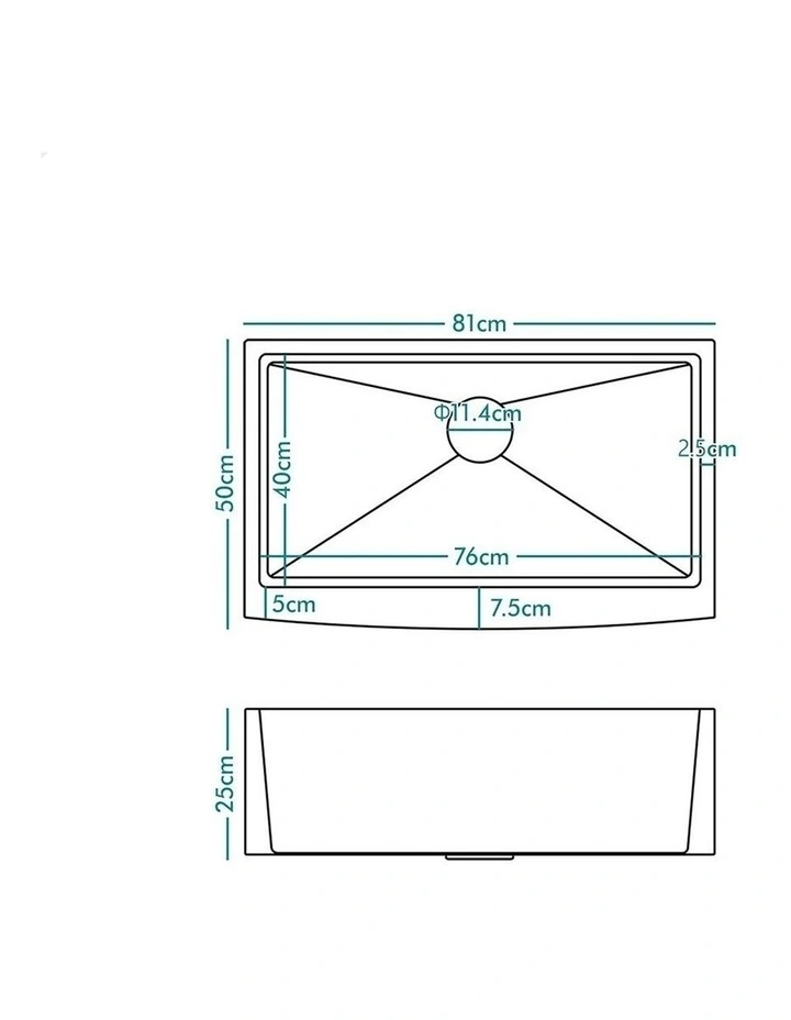 Farmhouse Kitchen Sink Basin Stainless Steel Under Mount Single Bowl 810X500MM image 6