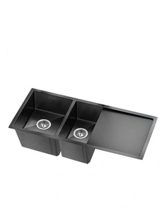Kitchen Sink Stainless Steel Drop in Flush Under Mount 100X45CM Black