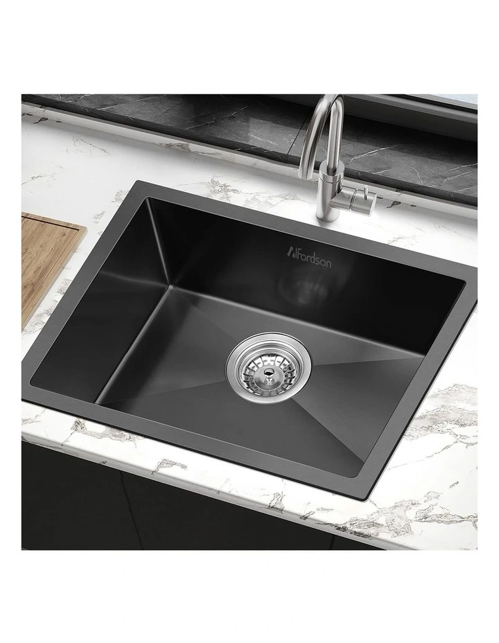 Kitchen Sink Stainless Steel Drop in Flush Single Bowl 600X450MM Black image 2