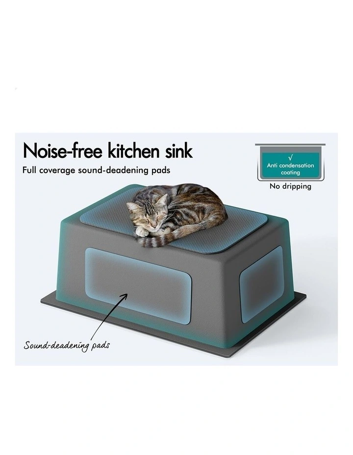 Kitchen Sink Stainless Steel Drop in Flush Single Bowl 600X450MM Black image 6