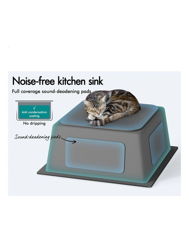 Kitchen Sink Stainless Steel Drop in Flush Under Mount 440X440MM Black image 5