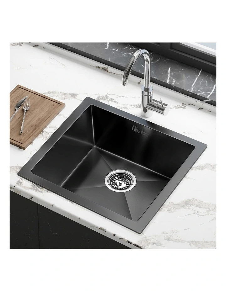 Kitchen Sink Stainless Steel Drop in Flush Under Mount 440X440MM Black image 6