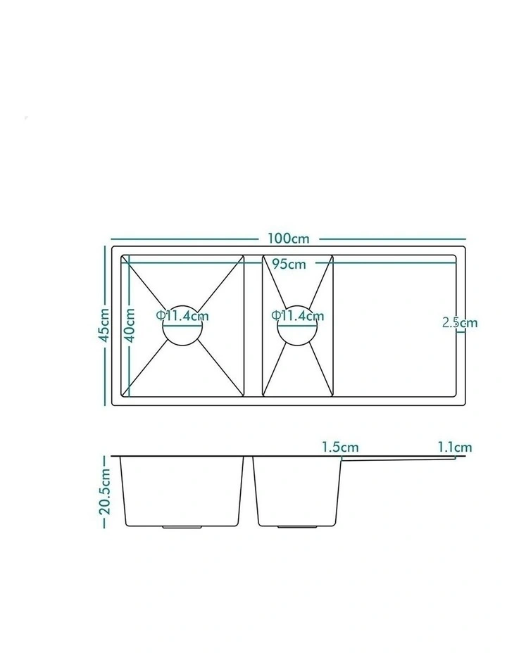 Kitchen Sink Stainless Steel Drop in Flush Under Mount Bowl 1000X450MM image 7