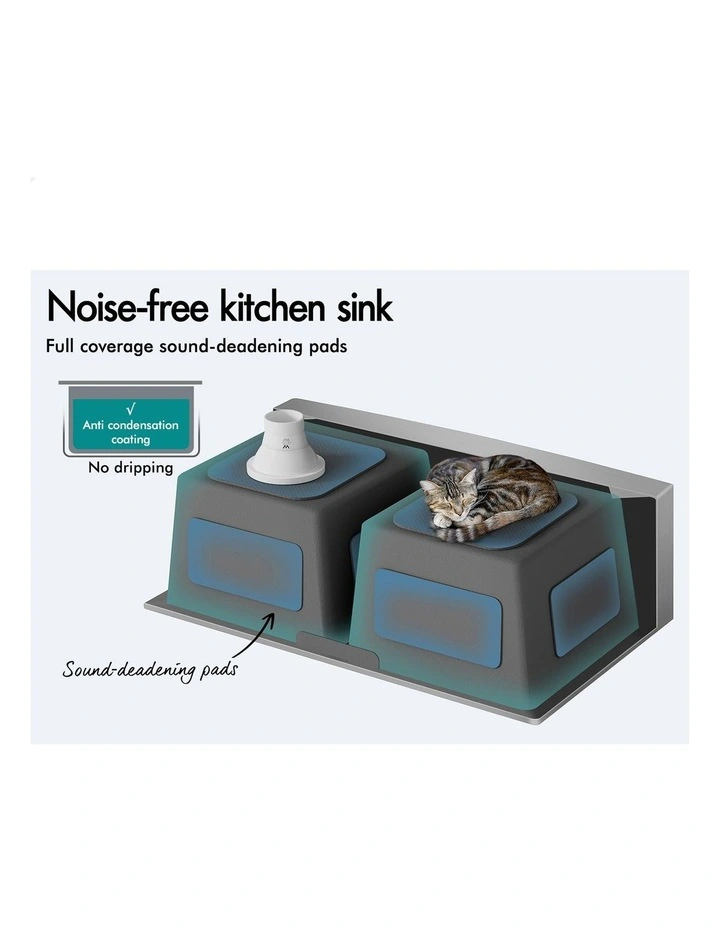 Kitchen Sink Basin Stainless Steel Under Mount Double Bowl 810X500MM image 3