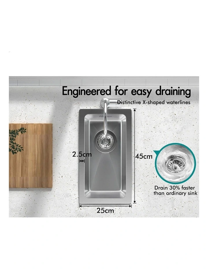 Kitchen Sink Stainless Steel Drop in Flush Under Mount Basin 250X450MM image 4