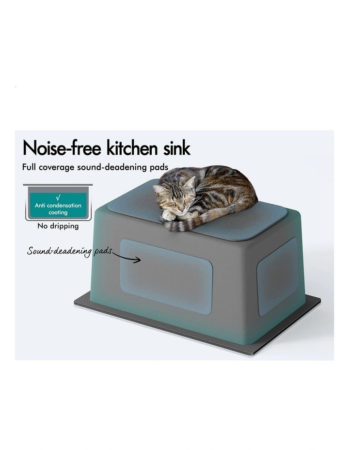 Kitchen Sink Stainless Steel Drop in Flush Under Mount 450X300MM Black image 5