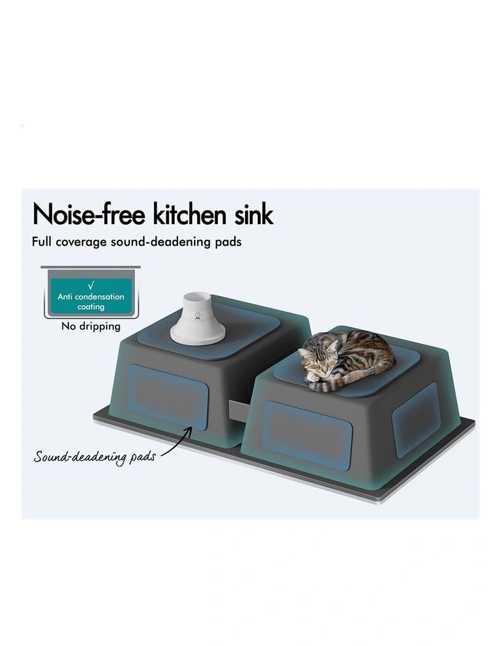 Kitchen Sink Stainless Steel Drop in Flush Under Mount 770X450MM Black image 4