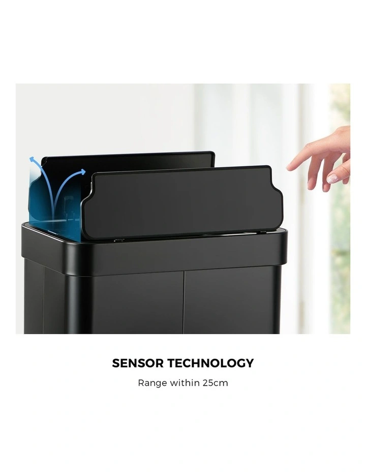 Oikiture 75L Motion Sensor Bin Stainless Steel Automatic Rubbish Trash Can Black image 6