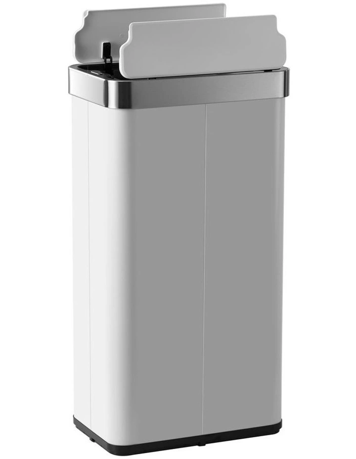 Oikiture 75L Motion Sensor Bin Stainless Steel Automatic Rubbish Trash Can White image 2