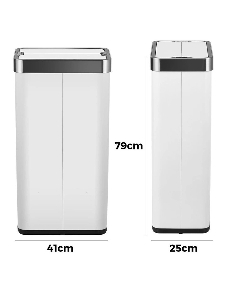 Oikiture 75L Motion Sensor Bin Stainless Steel Automatic Rubbish Trash Can White image 3