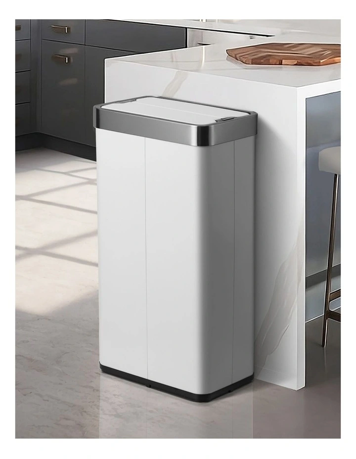 Oikiture 75L Motion Sensor Bin Stainless Steel Automatic Rubbish Trash Can White image 4