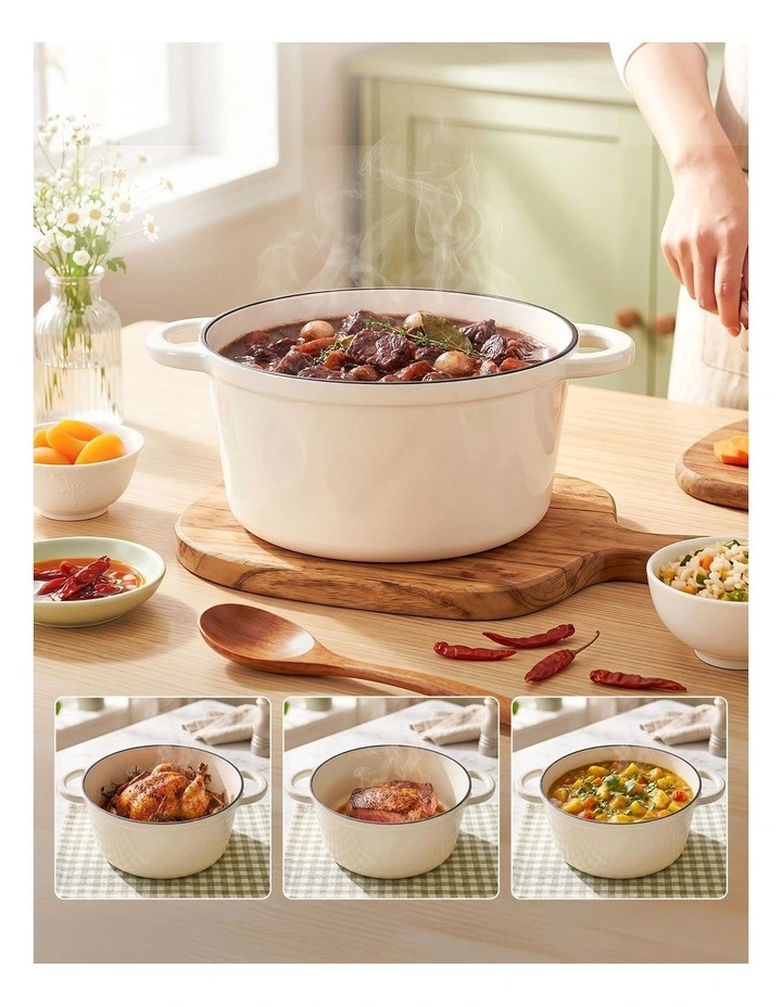 5-Star Chef 3.8L Enameled Cast Iron Dutch Oven Pot with Lid for Sourdough Bread Baking image 5