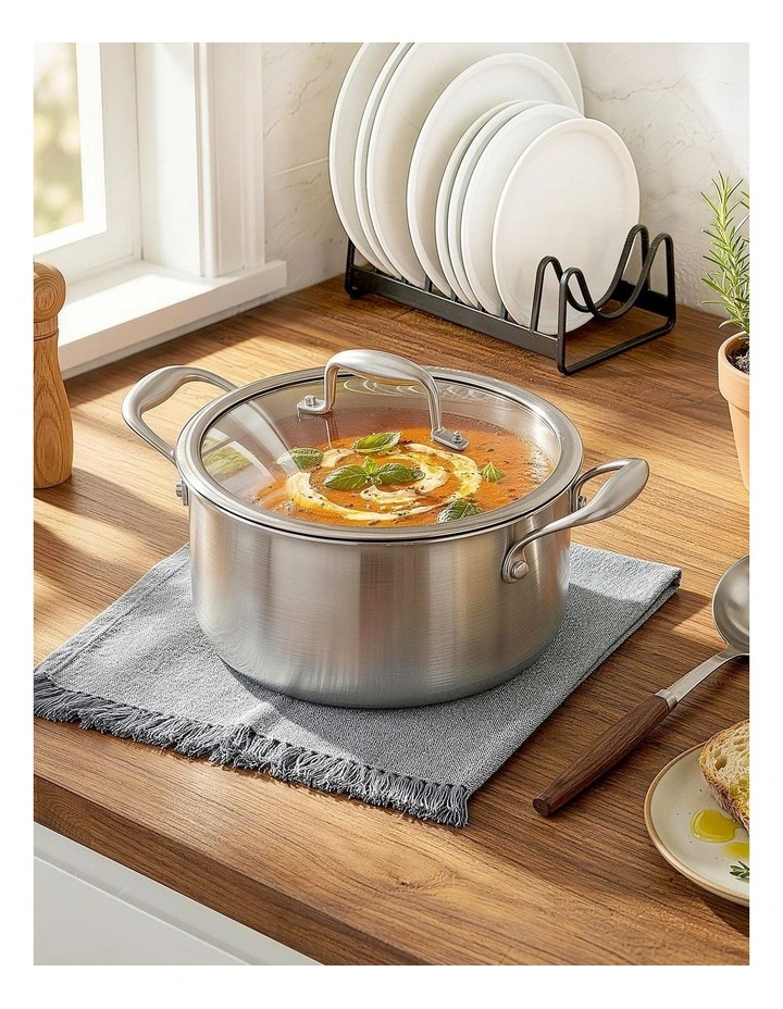 5-Star Chef 4.5L 24cm Stainless Steel Dutch Oven Pot with Lid and Stay-Cool Handle image 4