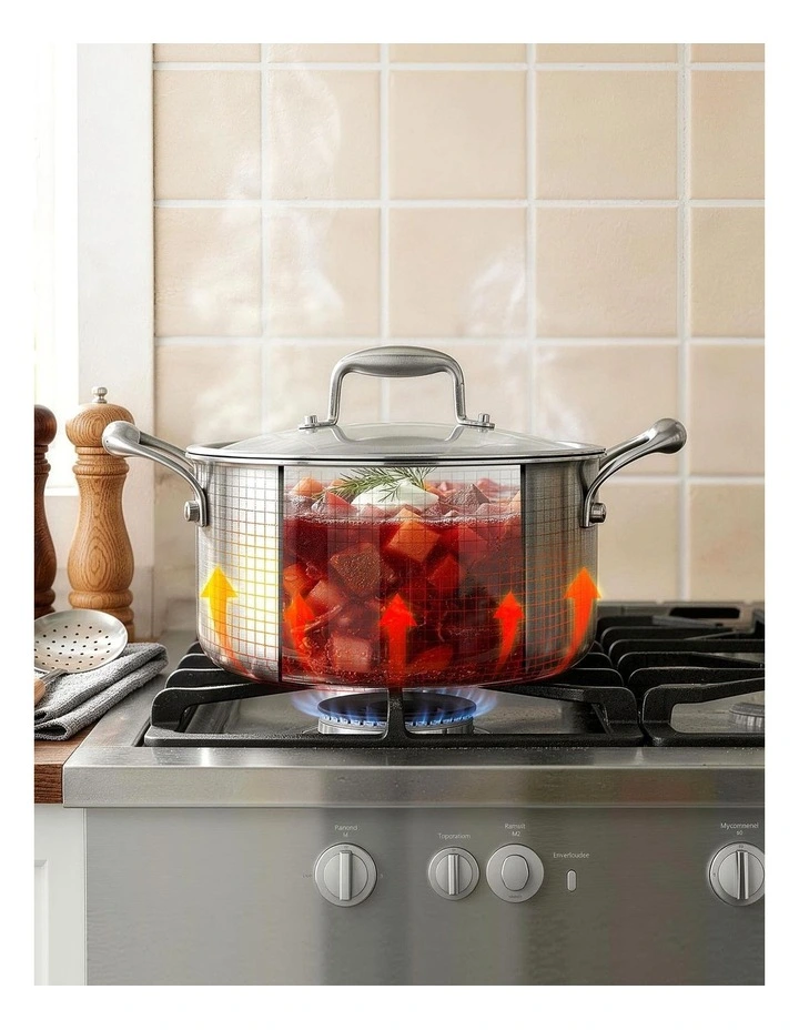 5-Star Chef 4.5L 24cm Stainless Steel Dutch Oven Pot with Lid and Stay-Cool Handle image 5