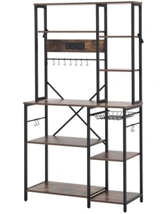 Artiss Kitchen Rack with Power Outlets Hooks 96CMX170CM Microwave Storage Shelf