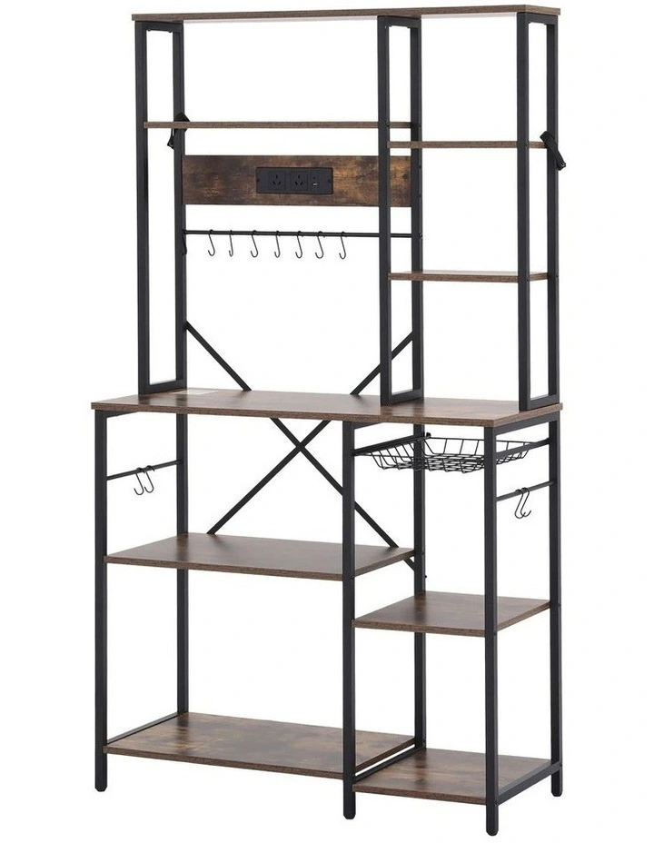 Artiss Kitchen Rack with Power Outlets Hooks 96CMX170CM Microwave Storage Shelf image 1