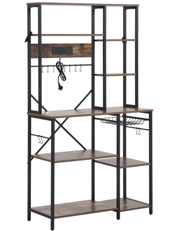 Artiss Kitchen Rack with Power Outlets Hooks 96CMX170CM Microwave Storage Shelf image 3