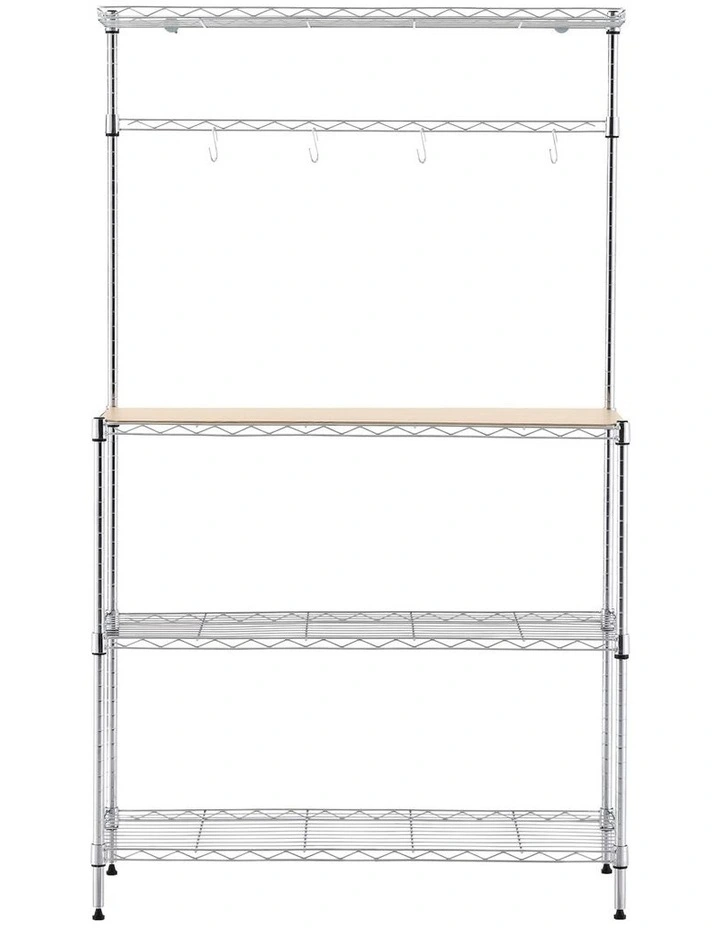 Artiss 4-Tier Metal Kitchen Rack Shelf Silver Storage Shelves Organizer Microwave Stand 90cmx151cm image 2