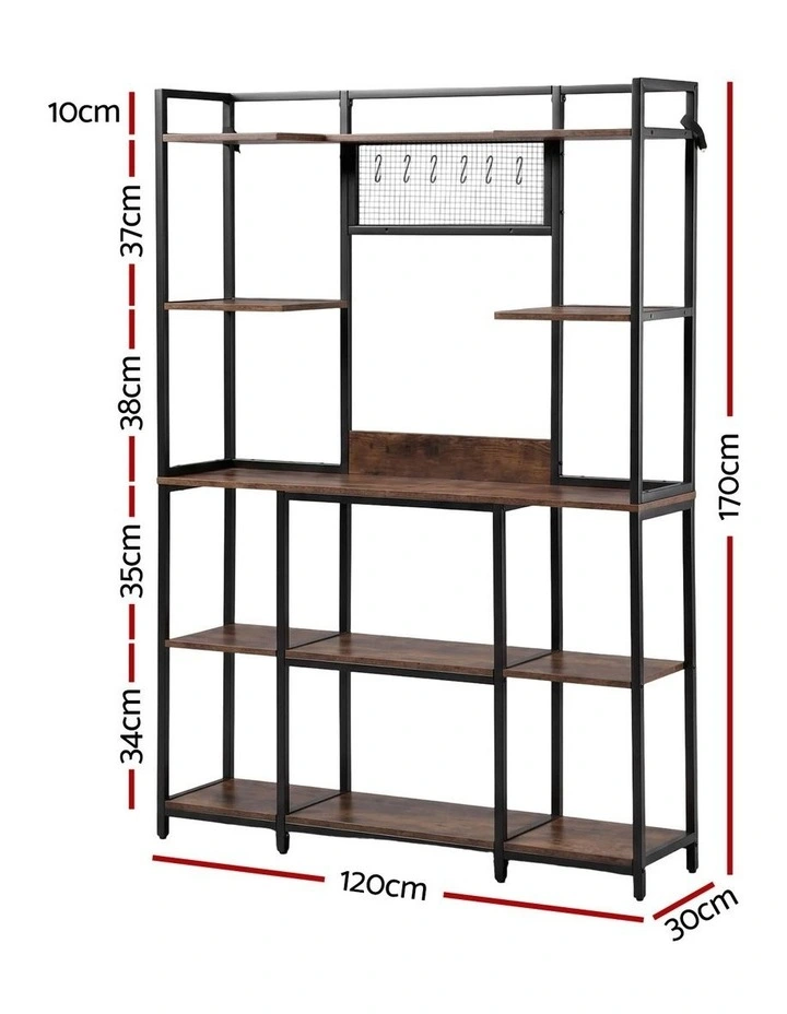 Artiss Kitchen Rack with 6 Hooks Microwave Storage Shelf 120cm x 170cm image 2