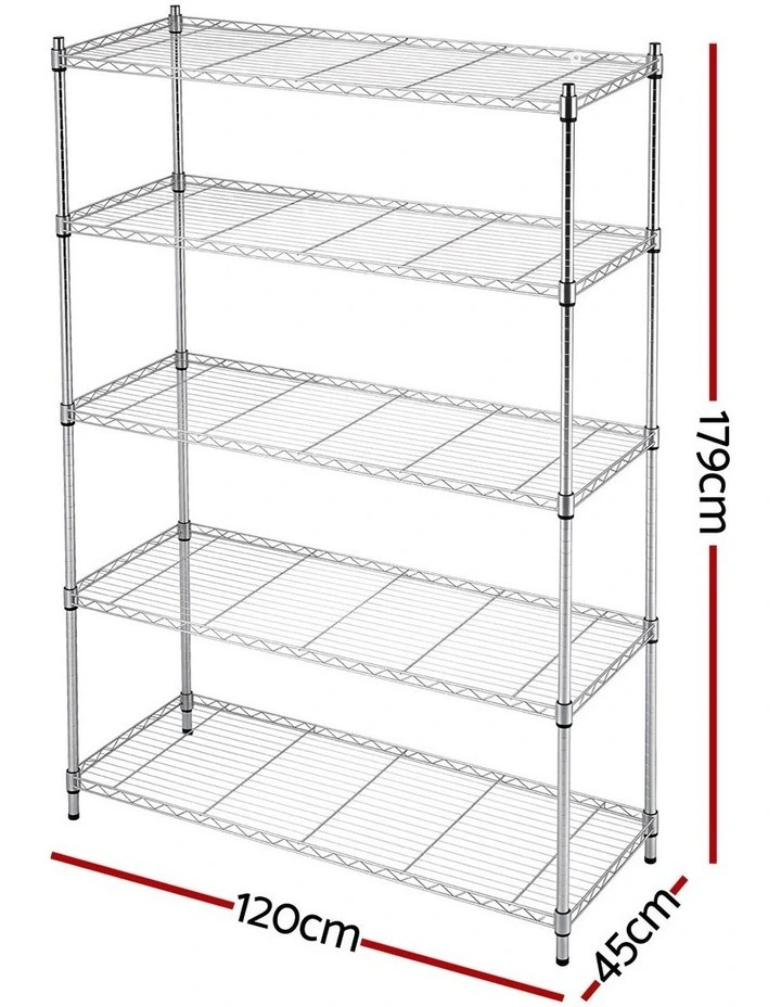 Artiss 5-Tier Kitchen Rack Shelf Shelving 120x45x179CM Adjustable Metal Storage Shelves image 2