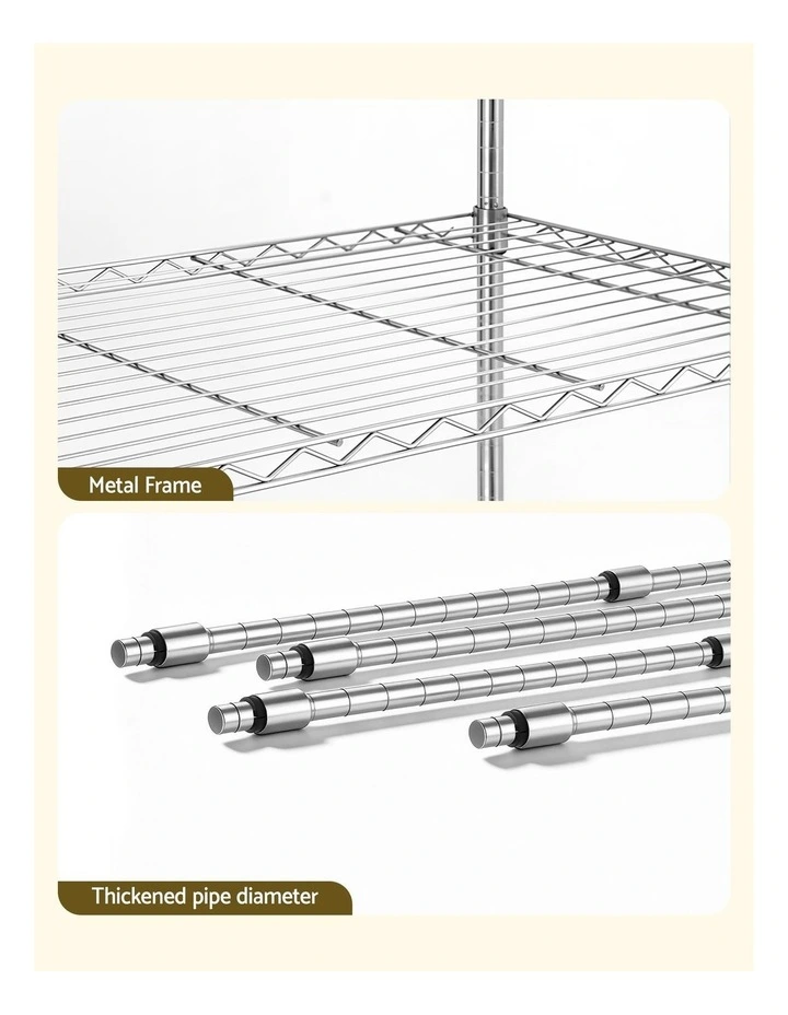Artiss 5-Tier Kitchen Rack Shelf Shelving 120x45x179CM Adjustable Metal Storage Shelves image 5