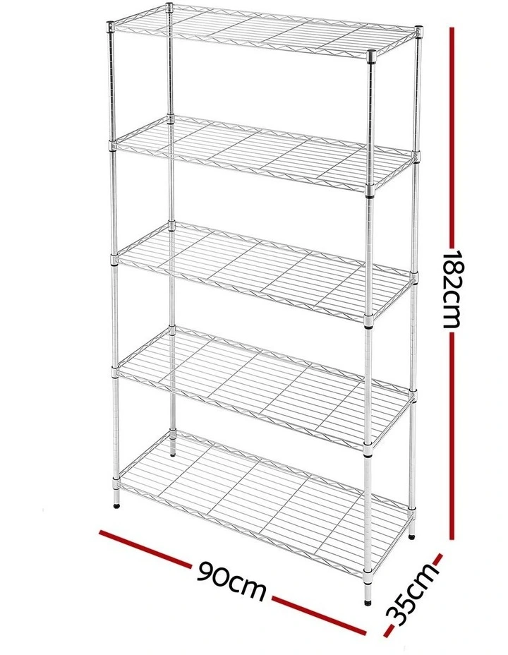 Artiss 5-Tier Kitchen Rack Shelf Shelving 90x35x182CM Adjustable Metal Storage Shelves image 2