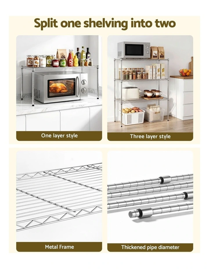 Artiss 5-Tier Kitchen Rack Shelf Shelving 90x35x182CM Adjustable Metal Storage Shelves image 5