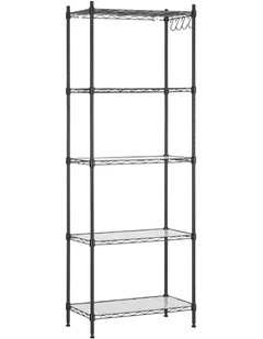 Artiss 5-Tier Kitchen Rack Shelf Shelving Unit 55x30x150CM Adjustable Metal Storage Shelves Black