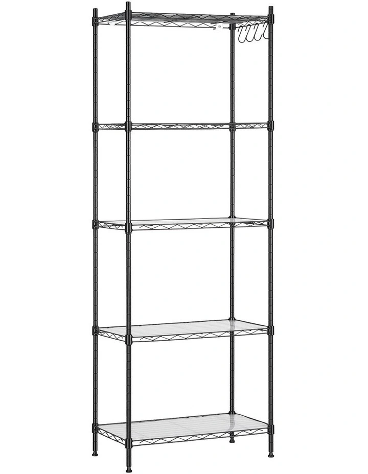 Artiss 5-Tier Kitchen Rack Shelf Shelving Unit 55x30x150CM Adjustable Metal Storage Shelves Black image 1