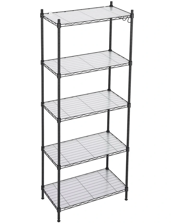 Artiss 5-Tier Kitchen Rack Shelf Shelving Unit 55x30x150CM Adjustable Metal Storage Shelves Black image 3