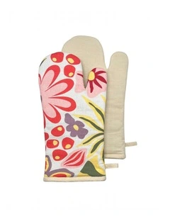 Charmie Oven Mitt 2pk 19x35x2cm Yellow Floral Multi