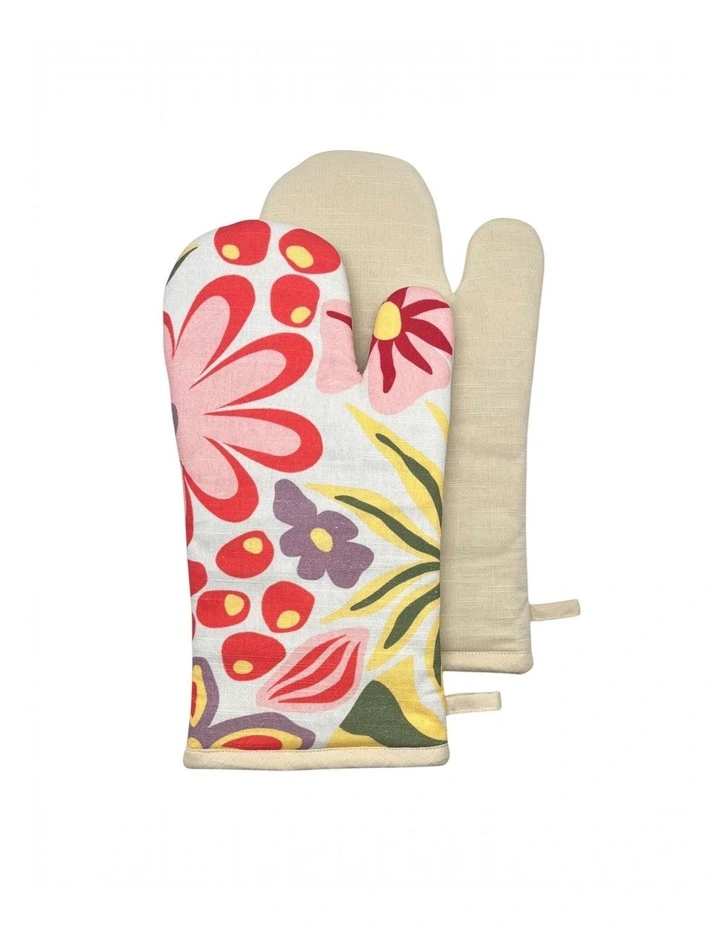 Charmie Oven Mitt 2pk 19x35x2cm Yellow Floral Multi image 1