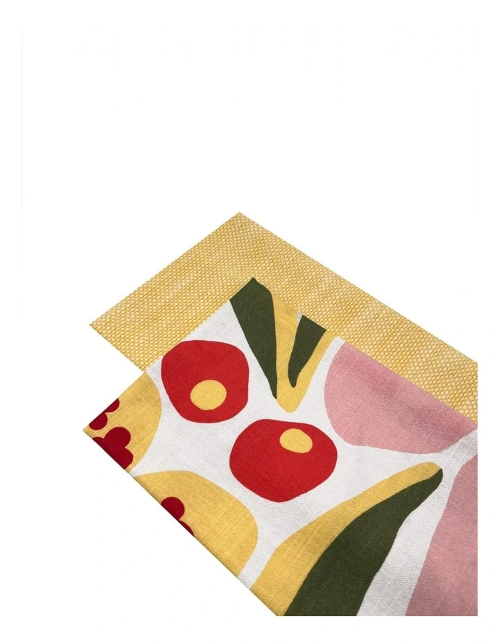 Charmie 2 Pack Tea Towels 50x70x0.2cm Floral Yellow Multi image 4