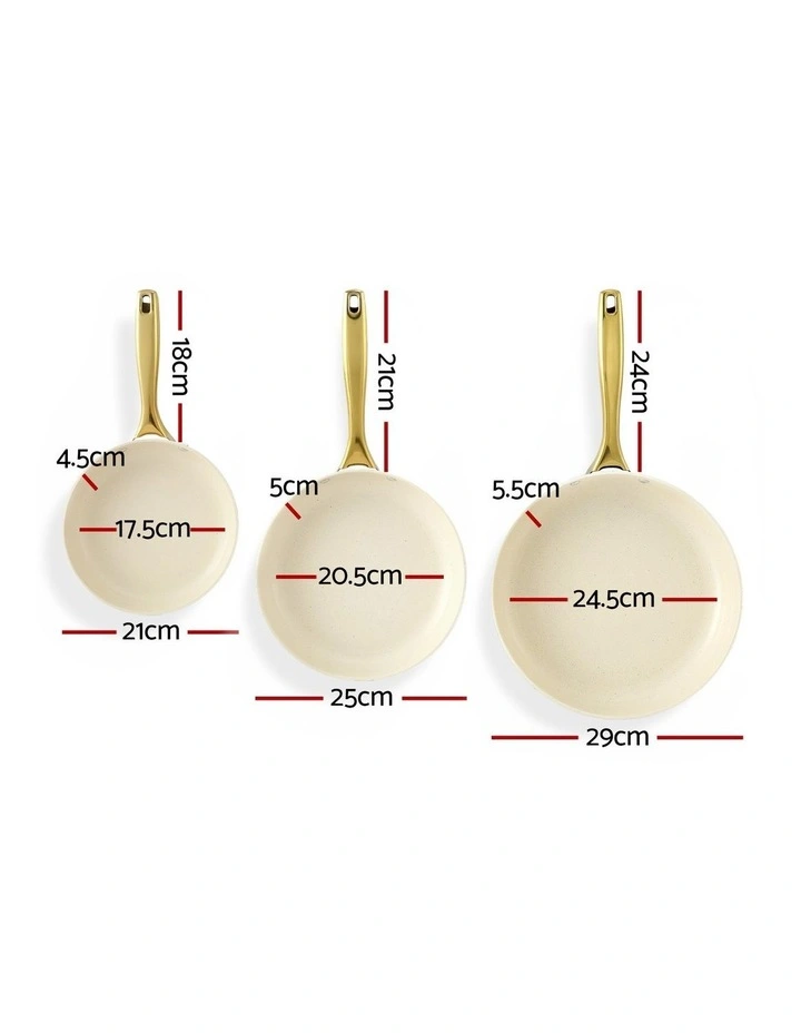 5-star Chef Frying Pan 3PCS Shades Frypan Set Ceramic Coating Multi Colour image 3