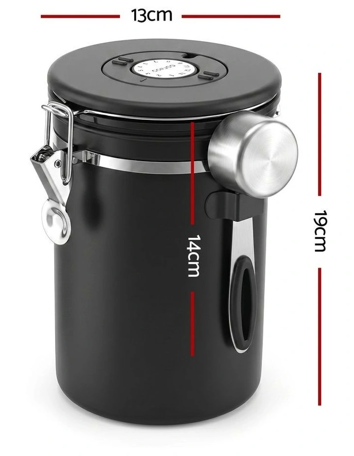 5-Star Chef 1.8L Stainless Steel Coffee Bean Storage Container Coffee Canister image 2