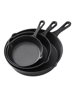 5-star chef Frying Pan Black Cast Iron 3PCS