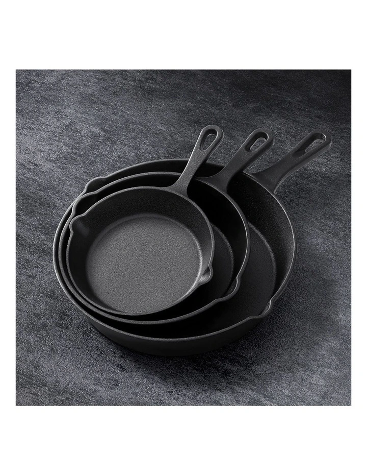5-star chef Frying Pan Black Cast Iron 3PCS image 4