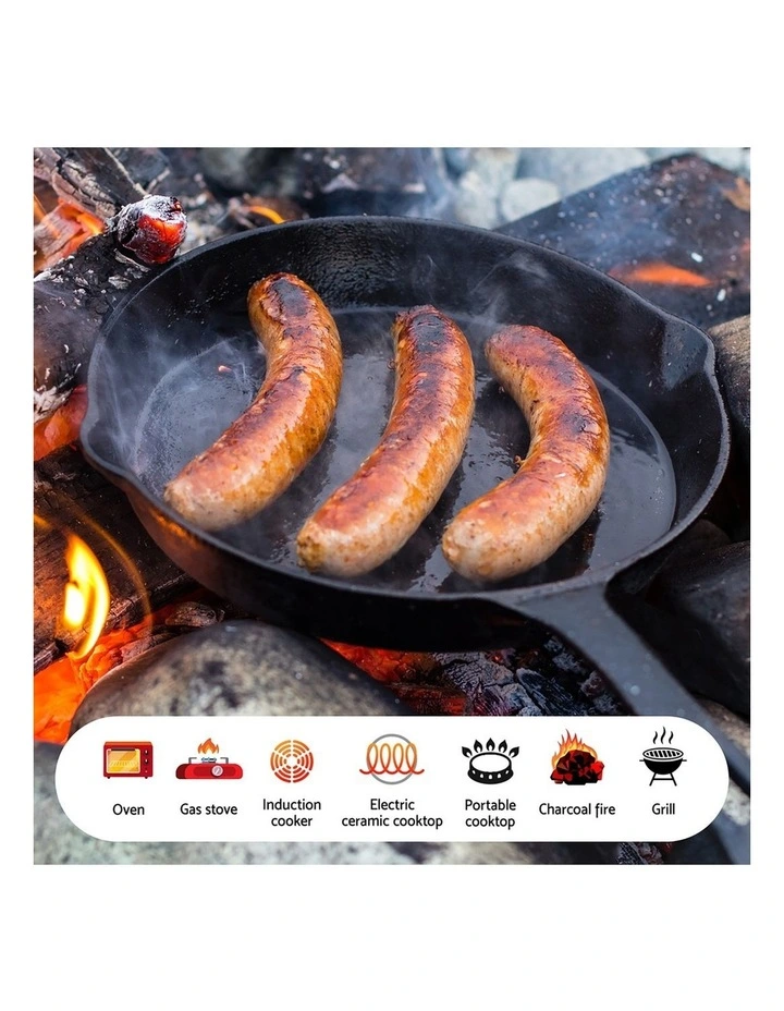 5-star chef Frying Pan Black Cast Iron 3PCS image 5