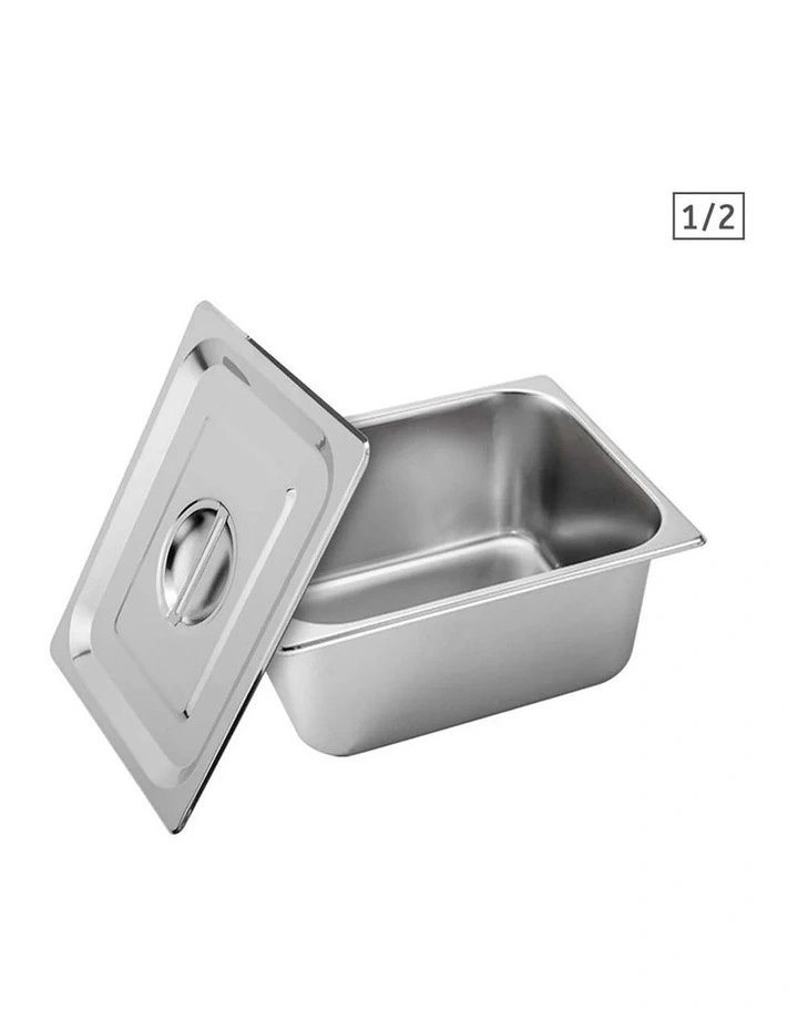 SOGA Stainless Steel Gastronorm Pan 1/2 150mm Deep with Lid image 1