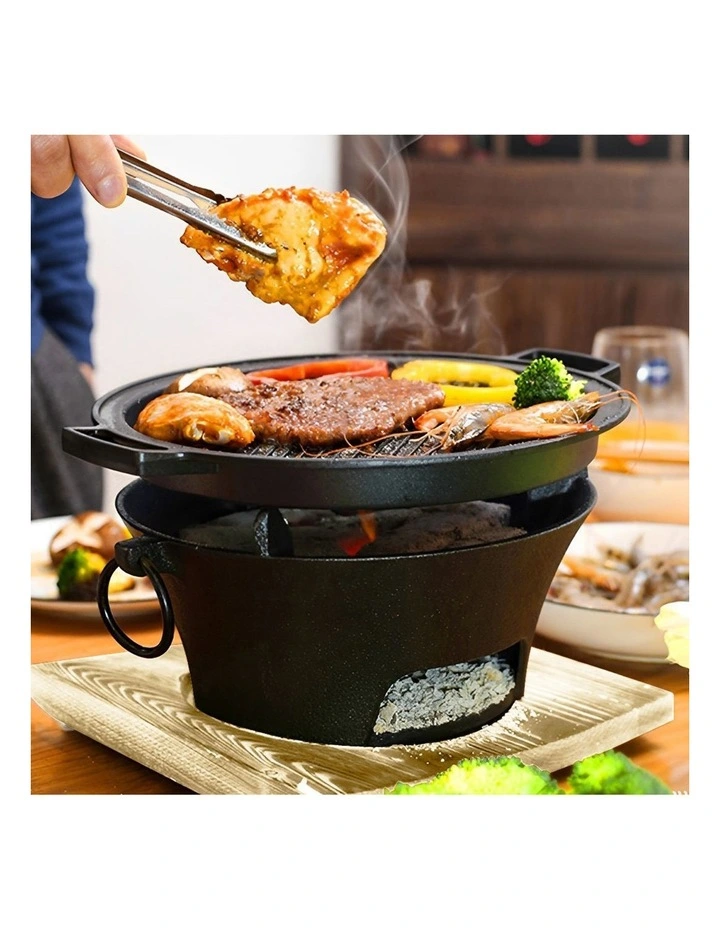 SOGA Large Cast Iron Round Charcoal Table Grill image 4