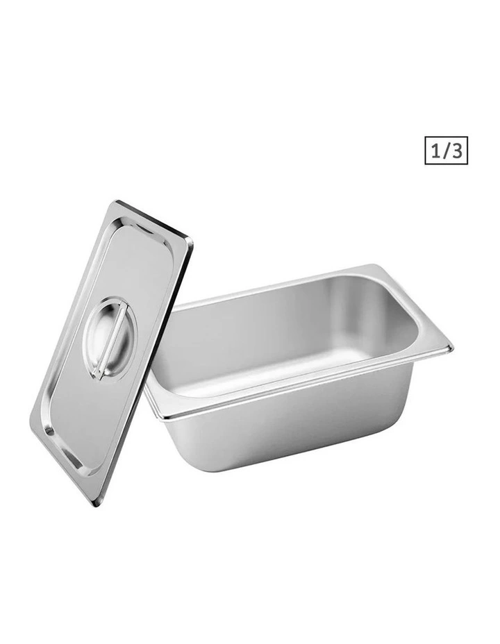 SOGA Stainless Steel Gastronorm Pan 1/3 100mm Deep with Lid image 1
